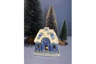 A07 Bunzlau Kersthuisje Waxinelichthouder 2273